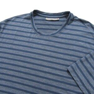 Icebreaker Mens Performance T Shirt L Blue Striped Wool Lyocell Nylon Logo